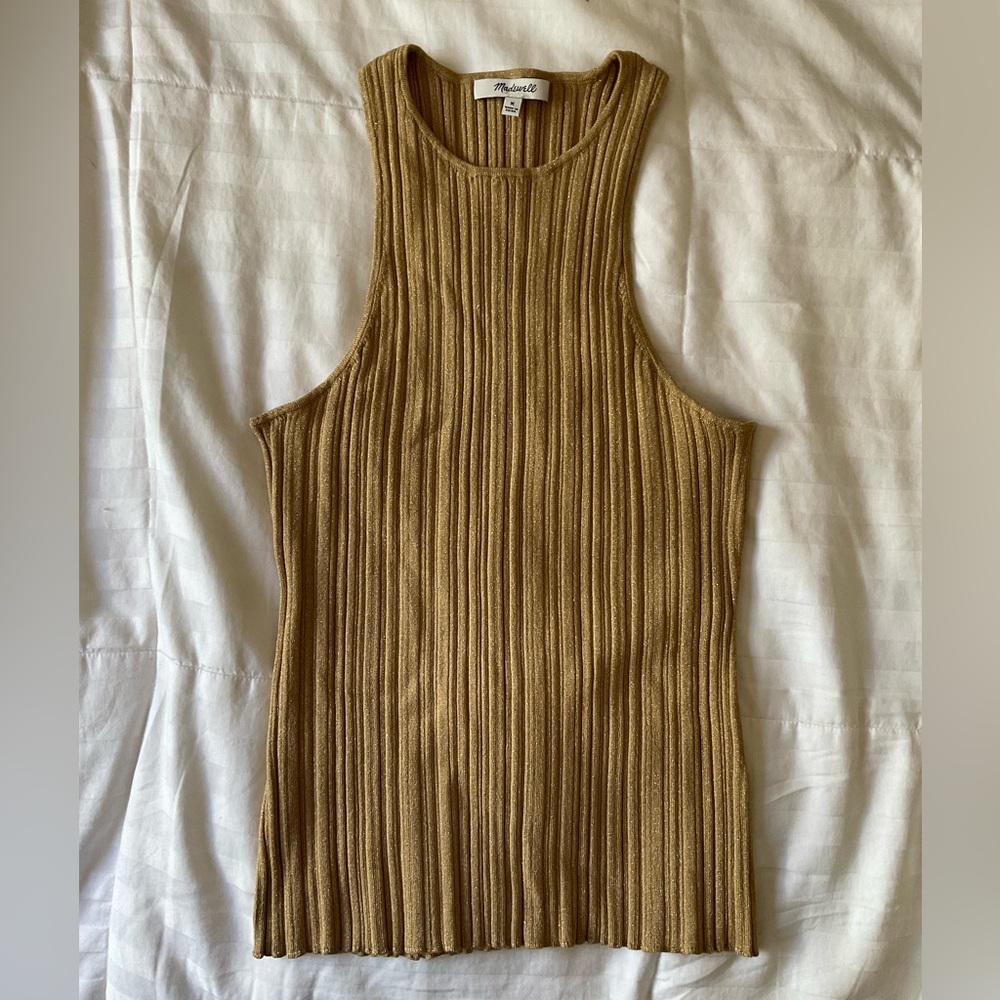 Madewell Lurex Phoebe Snowy Cutaway Tank - Bronze Size Medium